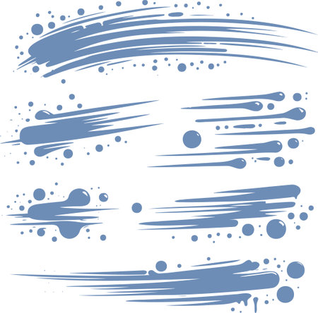 Elegant vector stencil of dynamic brush strokes and splash designsのイラスト素材