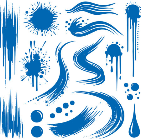 Minimalist brush stroke and splash patterns in modern stencil styleのイラスト素材