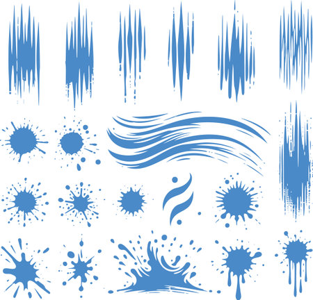 Vector stencil design of artistic brush stroke and splash patternsのイラスト素材
