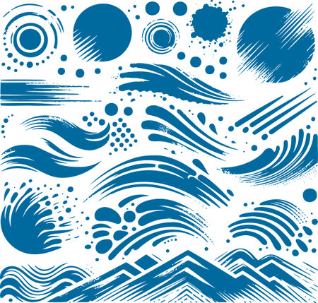 Stylized abstract brush strokes and splashes in stencil vector artのイラスト素材