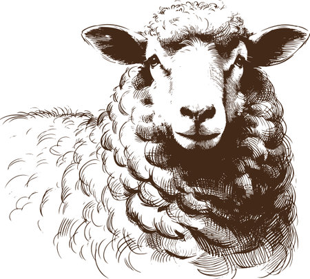 Detailed Illustration of a Sheep in Vintage Engraving Styleのイラスト素材
