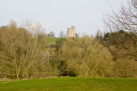 View of the ruins of the medieval Donnington Castle, Newbury, Berkshire.の写真素材