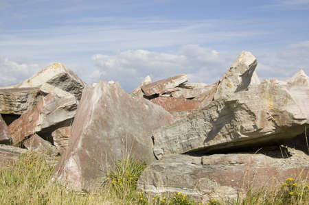 Large slabs of the famous Portland stone at a quarry on the Isle of Portland, Dorset   The stone has...
