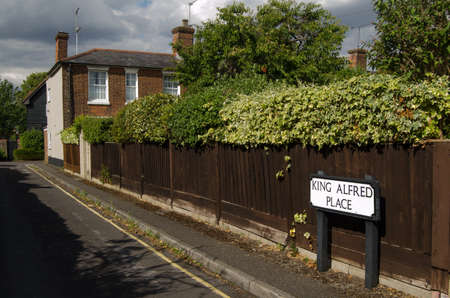 One of the roads named after King Alfred the Great in residential Winchester, Hampshire   The Medieval King s remains are being investigated in the city の写真素材