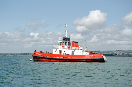PORTSMOUTH, ENGLAND - AUGUST 2  Tug boat Gwendoline P moored in Portsmouth Harbour on August 2 2013 ...