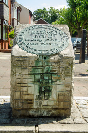 PORTSMOUTH, ENGLAND - August 2  Monument marking the Portsmouth birthplace of the great engineer Isambard Kingdom Brunel  1806 - 1859  on August 2 2013   The Hampshire city has a tourist trail dedicated to Brunel のeditorial素材