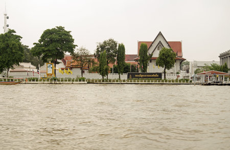 BANGKOK, THAILAND - OCTOBER 27 2013  Headquarters of Thailand s Royal Navy on the banks of the Chao Phraya river in  central Bangkok のeditorial素材