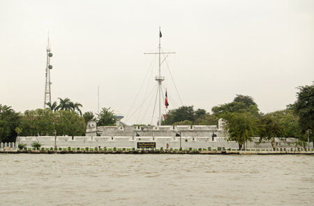 BANGKOK, THAILAND - OCTOBER 27 2013  Historic Wichai Prasit Fort on the banks off the Chao Phraya river in central Bangkok, Thailand のeditorial素材