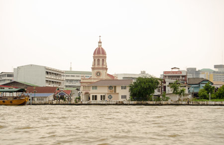 BANGKOK, THAILAND - OCTOBER 27 2013   Santa Cruz Church, built by Portuguese Catholics on the banks of the Chao Phraya river in the centre of Bangkok, Thailand のeditorial素材