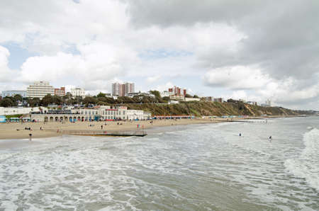 BOURNEMOUTH, ENGLAND - MARCH 1, 2014   View of the East Cliff of Bournemouth from the seaside town s pier の写真素材