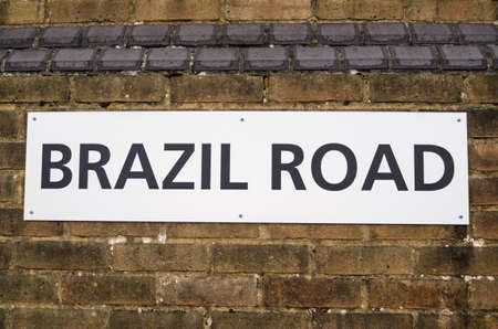 Sign on a wall in Southampton docks for Brazil Road の写真素材