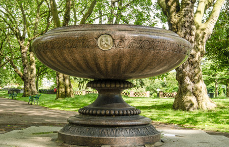 The large granite fountain in Kennington Park, Lambeth, installed in 1861 by Felix Slade - founder of the famous Art school and based on an Italian design   On public display for over 150 years のeditorial素材
