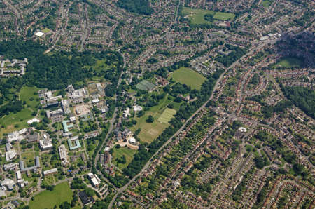 Aerial view of the University of Reading, Whiteknight Campus in the southern part of the town in...