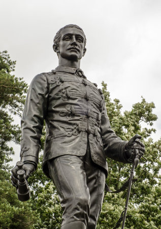 Historic monument celebrating the life of Napoleon, Prince Imperial on public display since 1882.  Placed at the Royal Military Academy, Sandhurst, Berkshire and sculpted by Count Gleichen.のeditorial素材