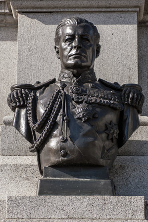 Monument to the war hero David Beatty, Admiral of the Fleet and hero in the Battle of Jutland in World War One. On public display in Trafalgar Square, Westminster since 1948.のeditorial素材