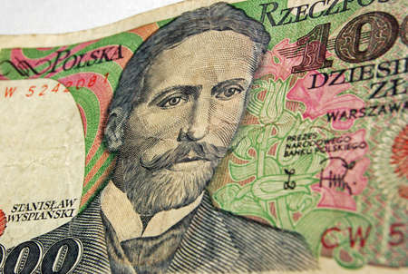 A polish banknote showing the playwright, poet and artist Stanislaw Wyspianski (1869-1907).