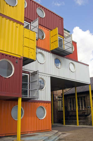 A building made from old shipping containers. Docklands, London.
