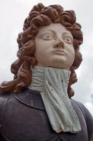 Former figurehead from HMS Benbow launched in 1813. depicting Vice Admiral John Benbow (1653 -...