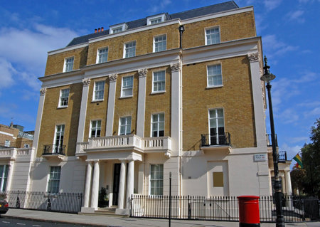 In this historic Georgian house in Belgravia, Westminster, Central London, many Belgians volunteered to fight in World War II.のeditorial素材