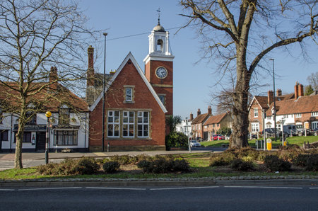 Wokingham, UK - February 28, 2021: View of historic buildings on Station Road and The Terrace in the middle of Wokingham on a sunny Spring day.のeditorial素材
