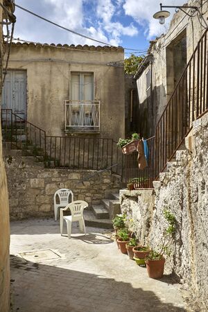 Typical courtyard of a Mediterranean villageの写真素材