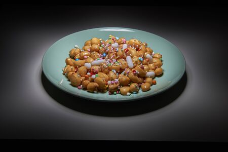 dishes of typical Christmas sweets from Naples in Italyの写真素材