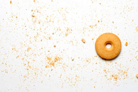 Round shaped biscuit on  whiteの写真素材