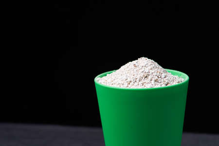 perlite for hydroponics vegetable on blackの写真素材