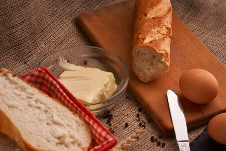 bread with butter. Concept of homemade food