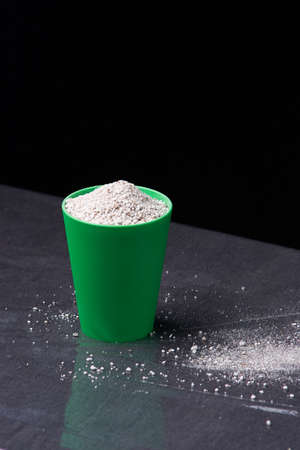 perlite for hydroponics vegetable on blackの写真素材