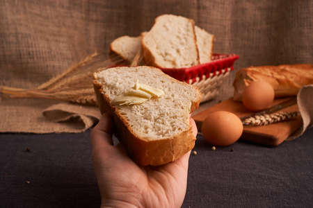 Fresh homemade bread. Crisp. Bread at leaven. Unleavened breadの写真素材