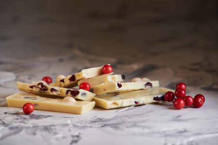 Pieces of dark and white chokolateの写真素材