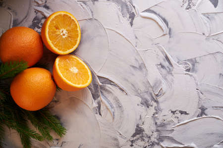 Oranges on white background. New Year