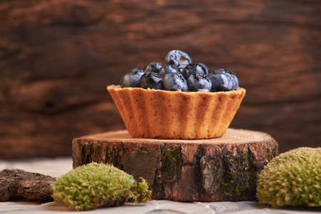 delicious home baking. homemade sweet cakes with blueberry berries