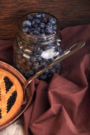 delicious blueberry pie. nutritious home baking. Blueberry pieの写真素材