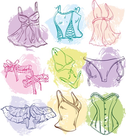 set of creative woman underwear for designのイラスト素材