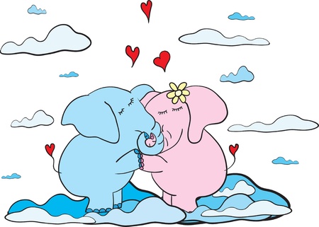 hanging elephants cute romantic backgroundのイラスト素材