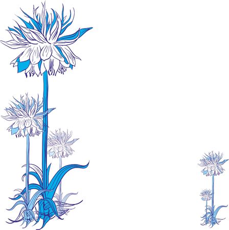 Outline hand drawn flower in blue colorsのイラスト素材