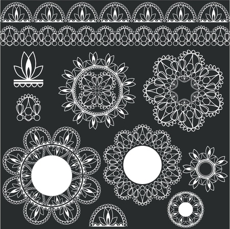 set of lacy decorative elements for designのイラスト素材