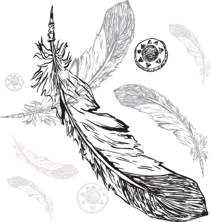 native american indian featherのイラスト素材