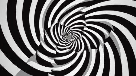 Black and white spiral background. 3d rendering, 3d illustration.の素材