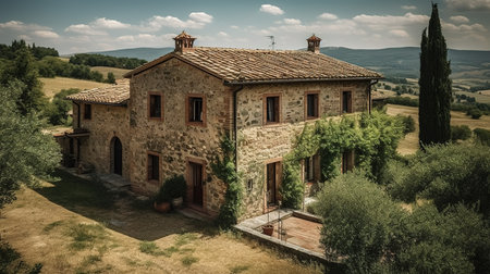 Old house in Tuscany, Italy. Retro style toned pictureの素材