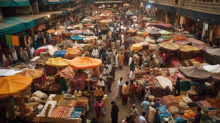 People at the market in Lahore, Pakistanの素材
