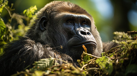 Portrait of a gorilla in the jungle. Africa. Uganda.の素材
