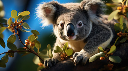 Koala bear on eucalyptus tree in Australia.の素材