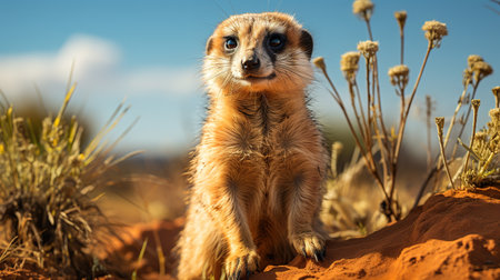 Meerkat in the Kalahari desert, South Africa.の素材