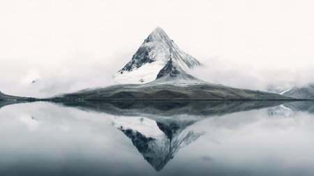 Matterhorn mountain reflected in lake, Iceland. Long exposure.の素材