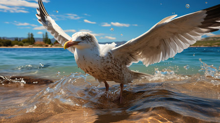 seagull on the beach of the island of Sardinia in Italyの素材