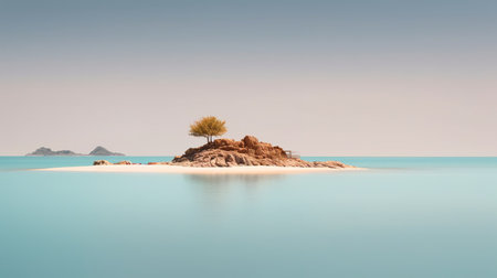 Desert island in the middle of the sea. 3d renderingの素材