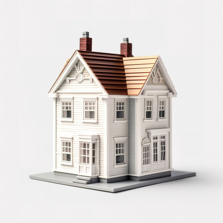 House model isolated on a white background. 3d render illustration.の素材